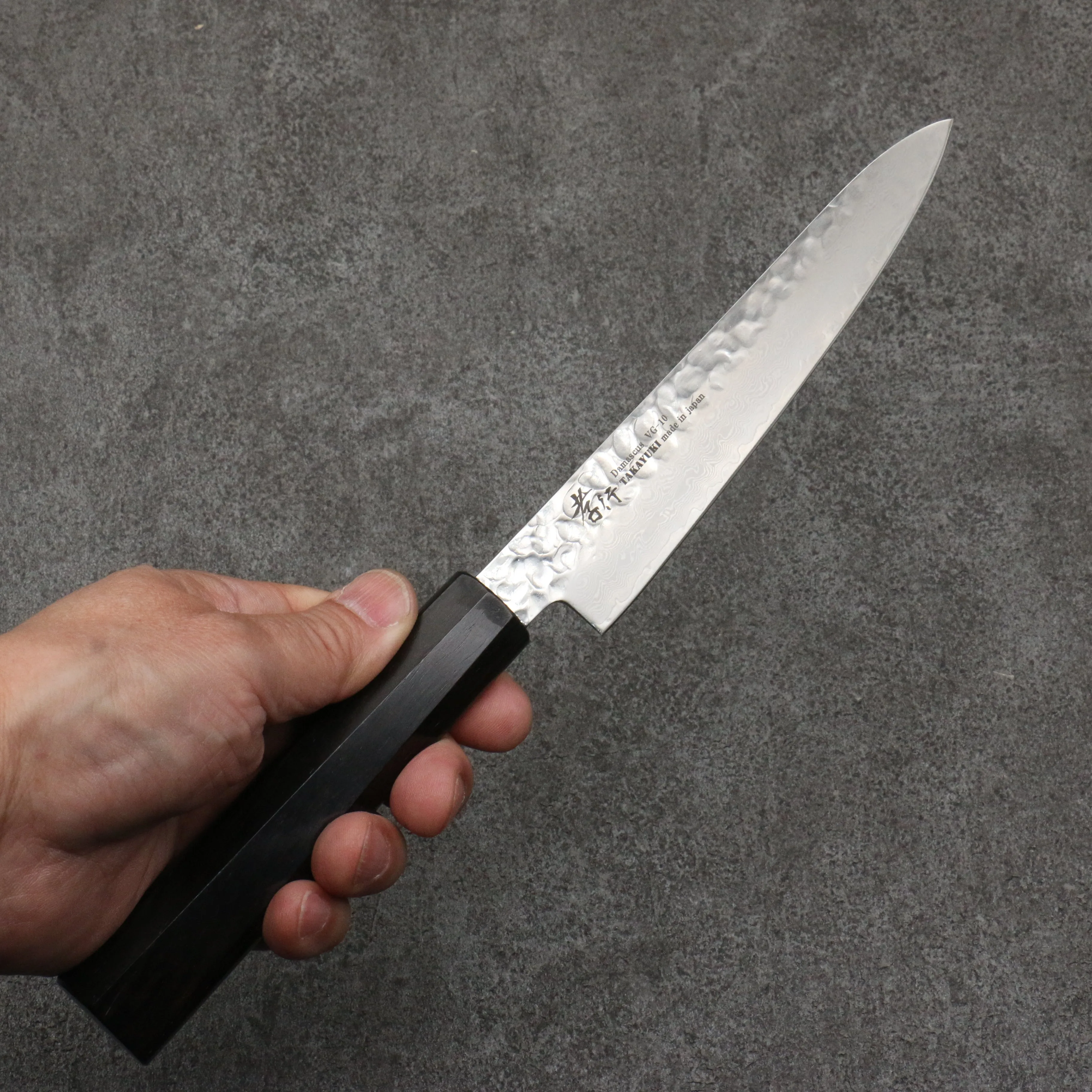 Sakai Takayuki VG10 33 Layer Damascus Petty-Utility  150mm Ebony(6 sided teardrop) Handle