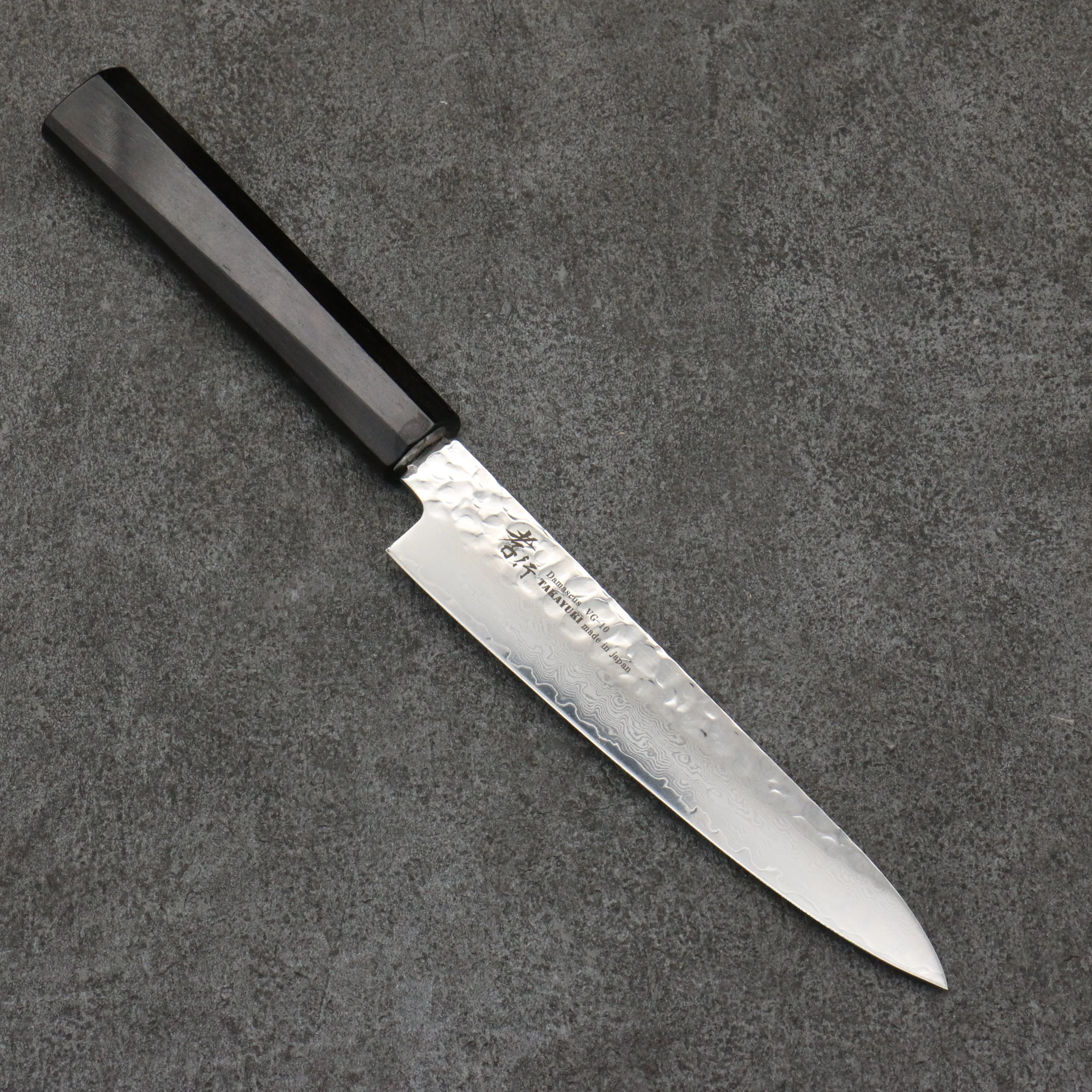 Sakai Takayuki VG10 33 Layer Damascus Petty-Utility  150mm Ebony(6 sided teardrop) Handle
