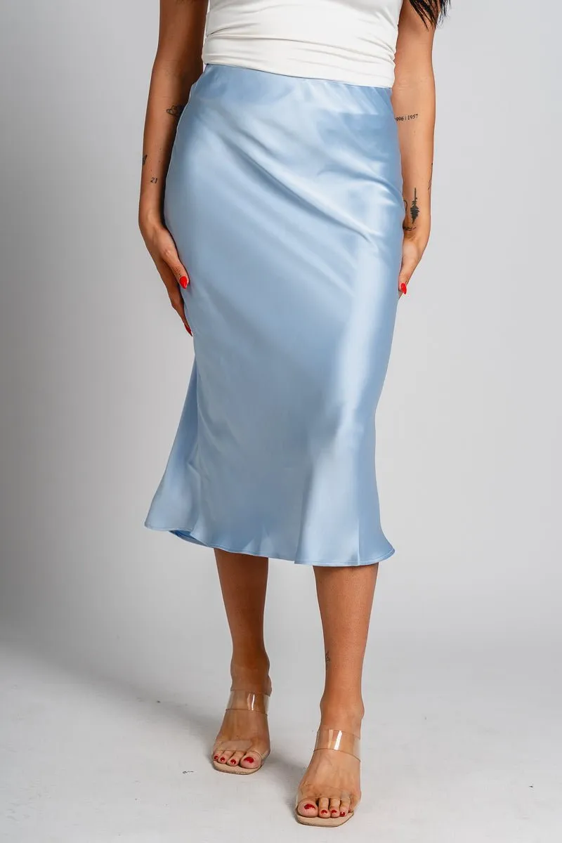 Satin midi skirt ice blue