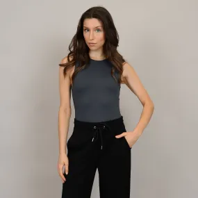 SECOND SKIN BY RD STYLE WOMEN'S ROXANNA SLEEVELESS CREWNECK BODYSUIT- BLACK INK