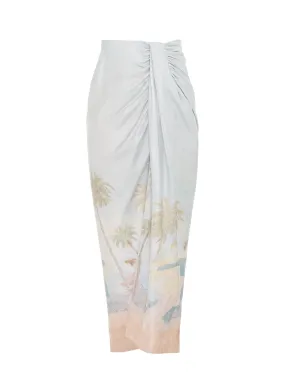 Sensory Drape Midi Skirt Dancer Print