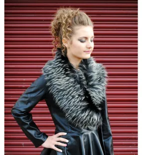 Shadow Luxury Black Faux Fur Collar