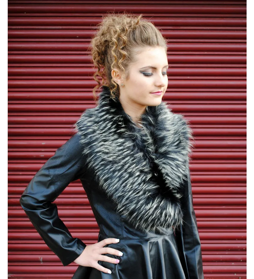 Shadow Luxury Black Faux Fur Collar
