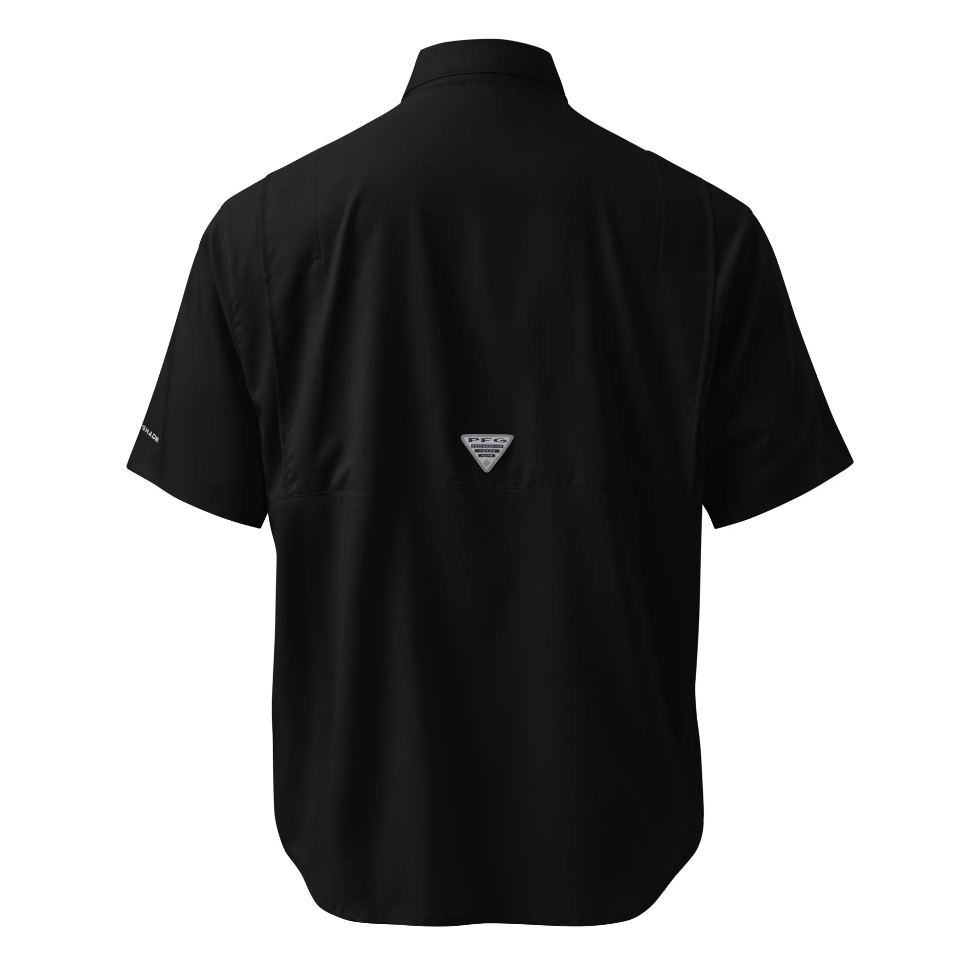 SKPR (skipper) spelled out with Embroidered Nautical Flags Men’s Columbia short sleeve button shirt