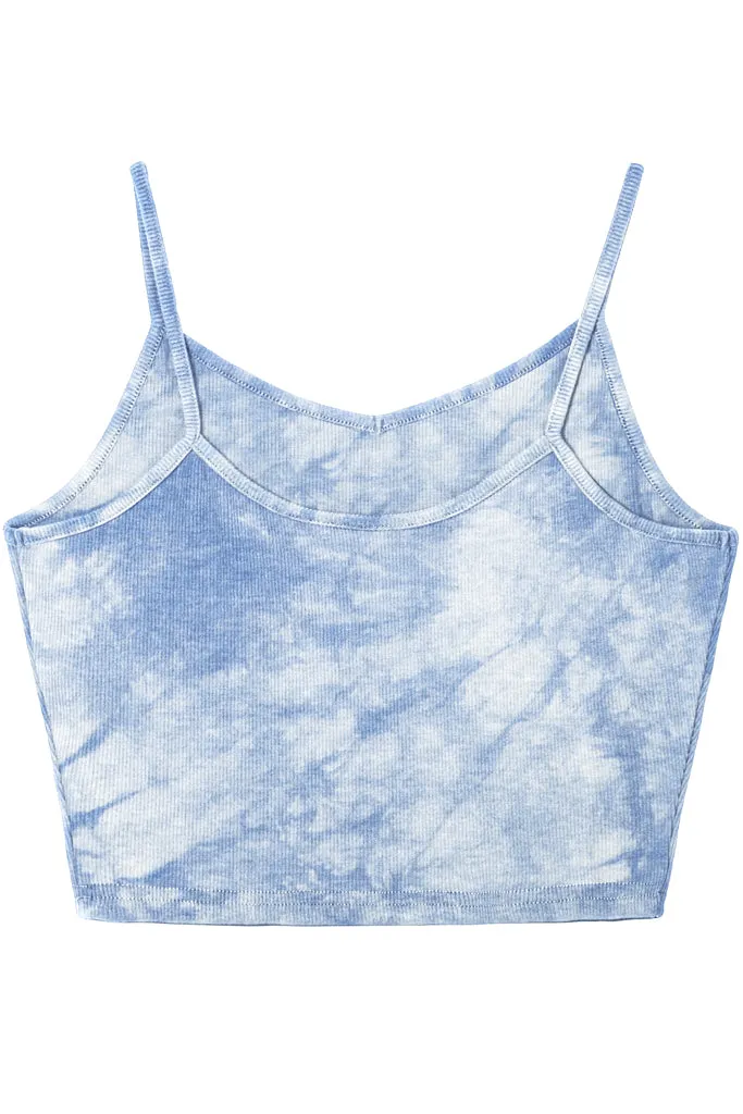 Sleeveless V Neck Casual Ribbed Knit Cami Crop Top- Multicolor