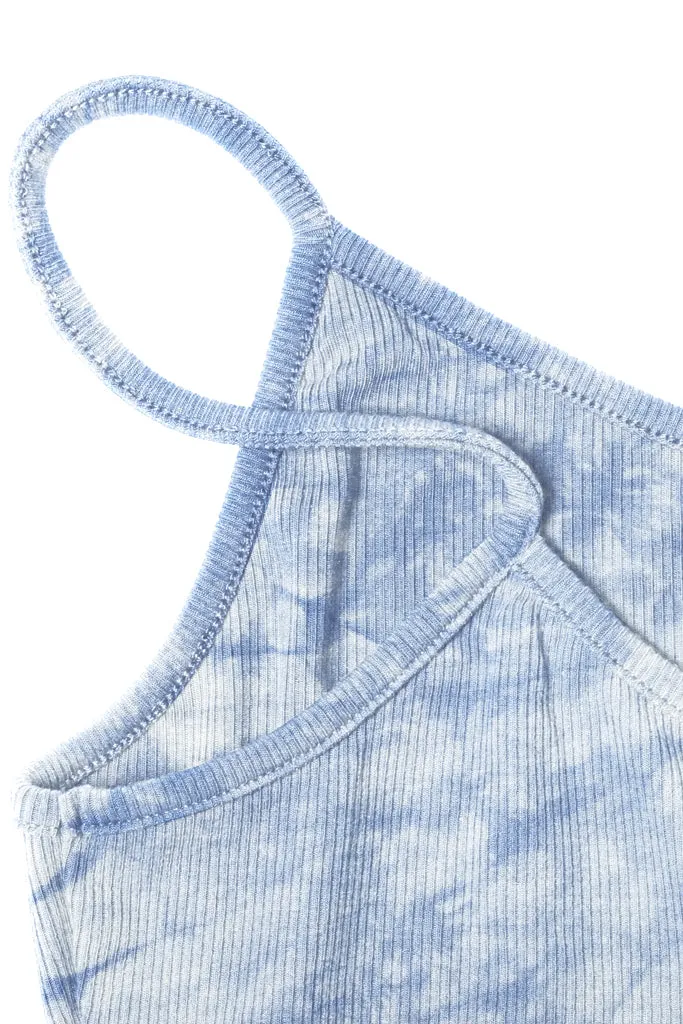 Sleeveless V Neck Casual Ribbed Knit Cami Crop Top- Multicolor