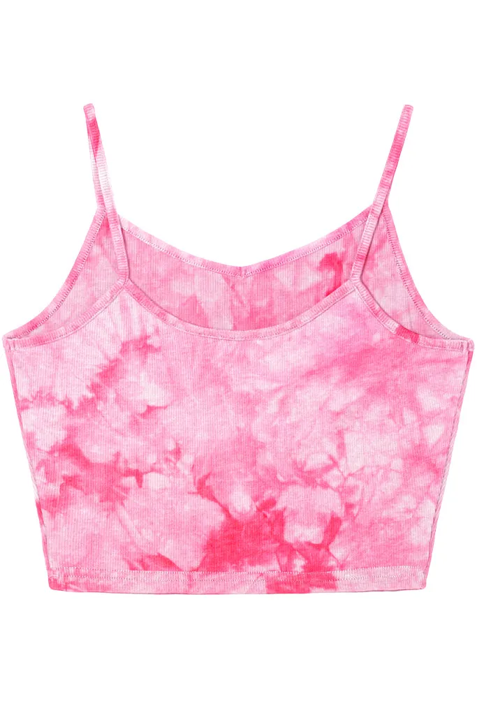 Sleeveless V Neck Casual Ribbed Knit Cami Crop Top- Multicolor