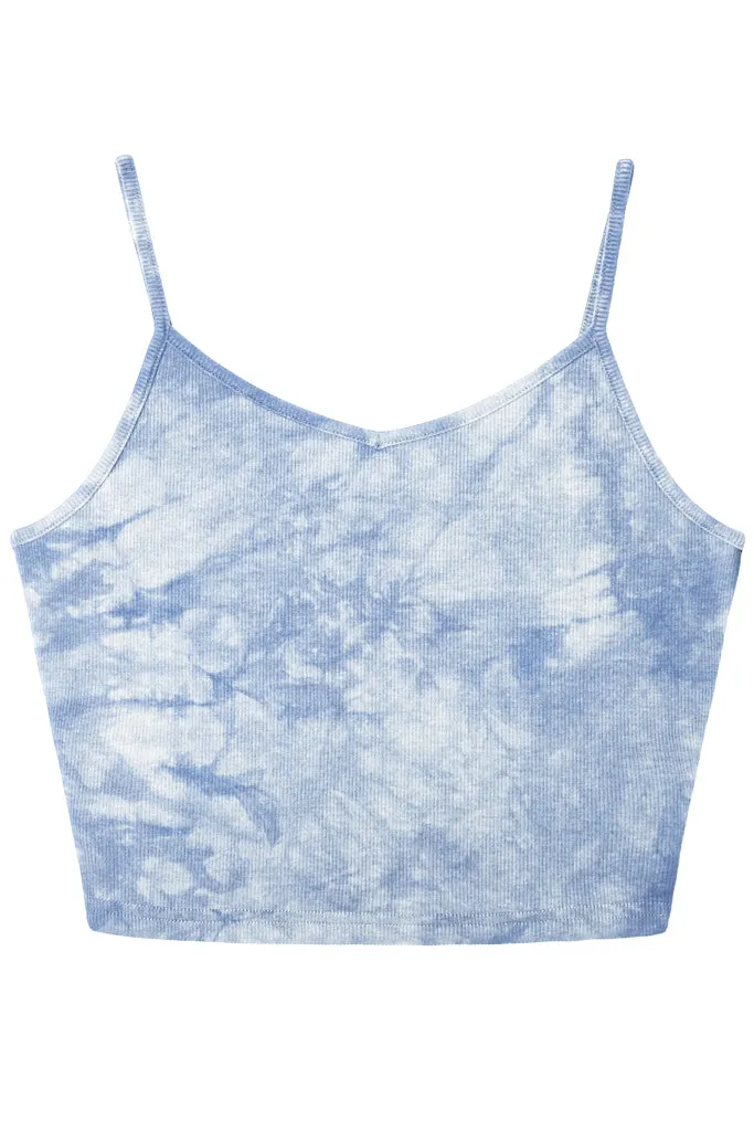Sleeveless V Neck Casual Ribbed Knit Cami Crop Top- Multicolor
