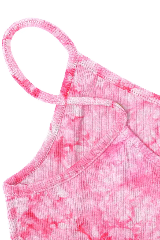 Sleeveless V Neck Casual Ribbed Knit Cami Crop Top- Multicolor