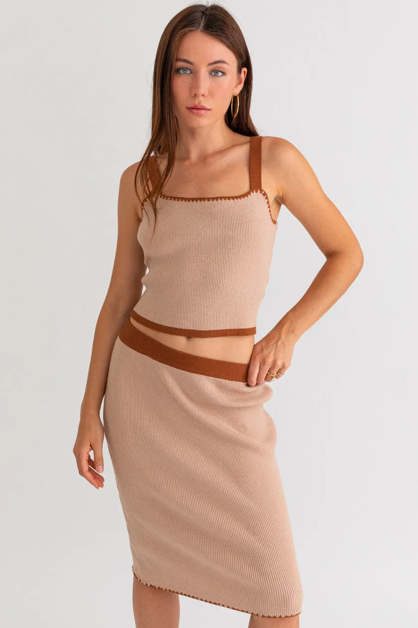 Stitch Detail Sweater Rib Top