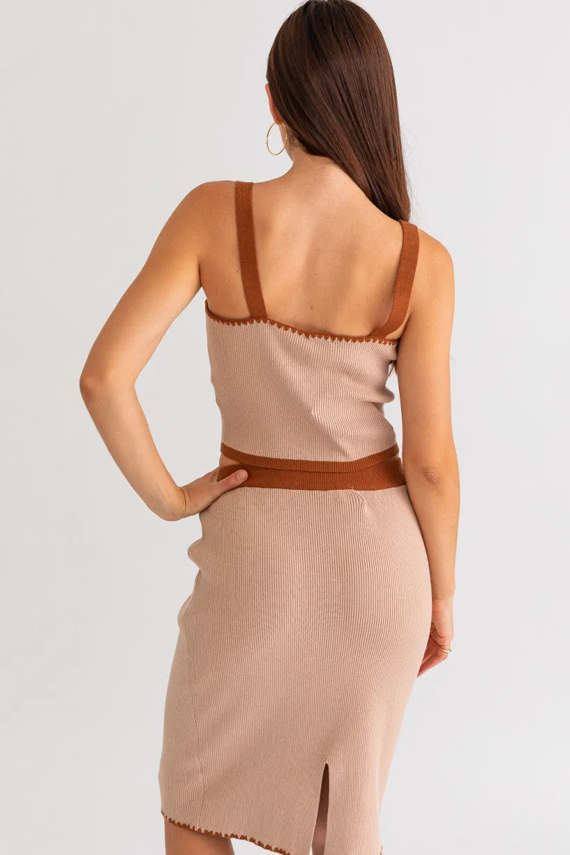 Stitch Detail Sweater Rib Top