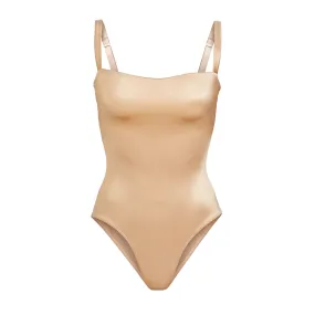 STRETCH SATIN SMOOTHING BODYSUIT | HONEY