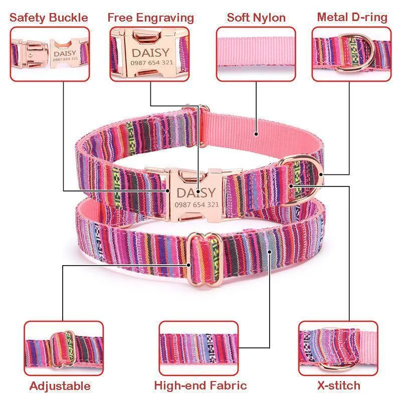 Stripe Modern Adjustable Personalize Dog Collar