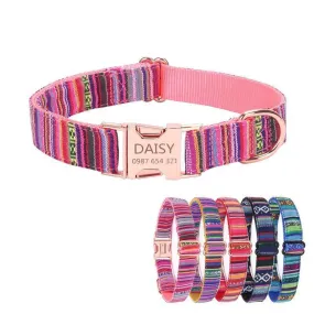 Stripe Modern Adjustable Personalize Dog Collar