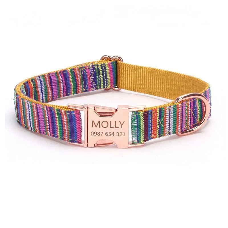 Stripe Modern Adjustable Personalize Dog Collar