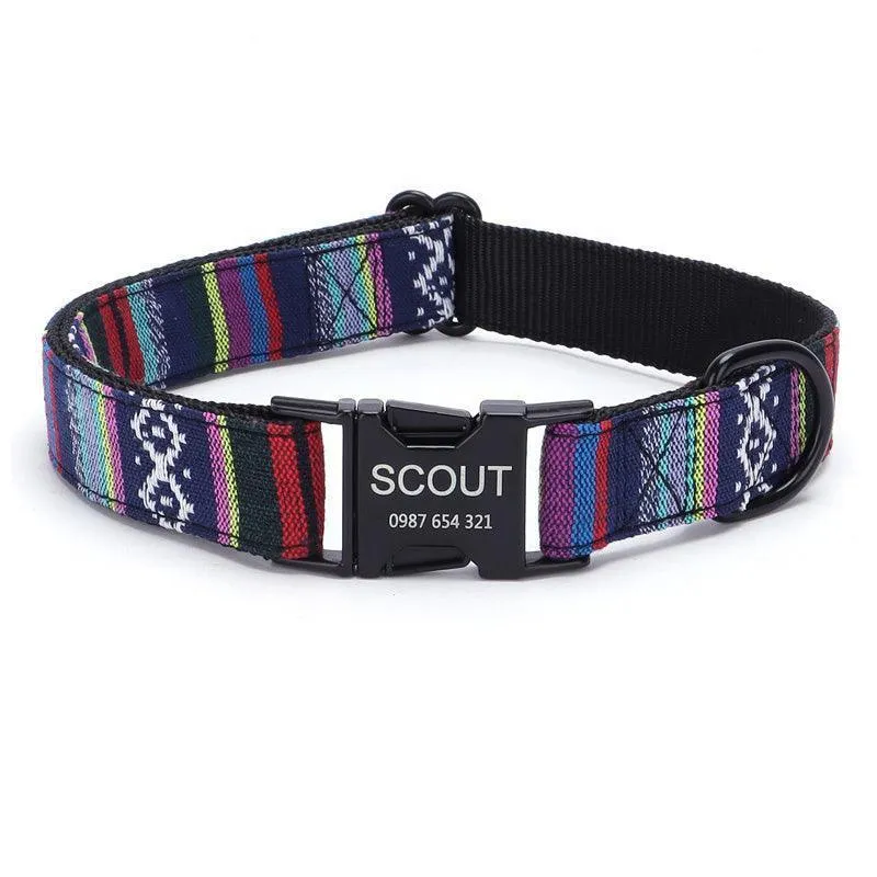 Stripe Modern Adjustable Personalize Dog Collar