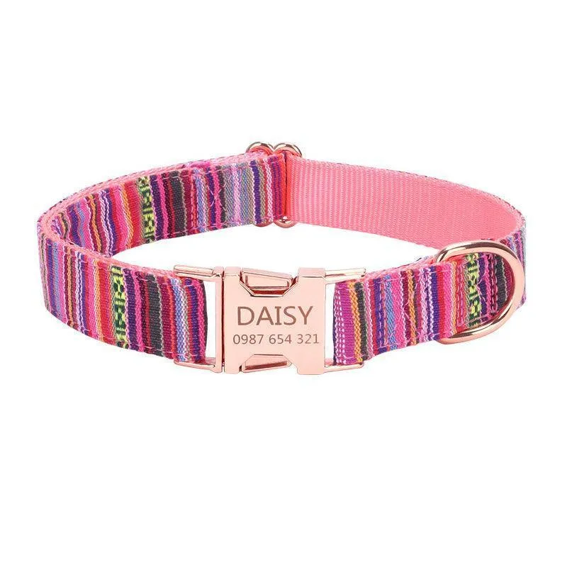 Stripe Modern Adjustable Personalize Dog Collar