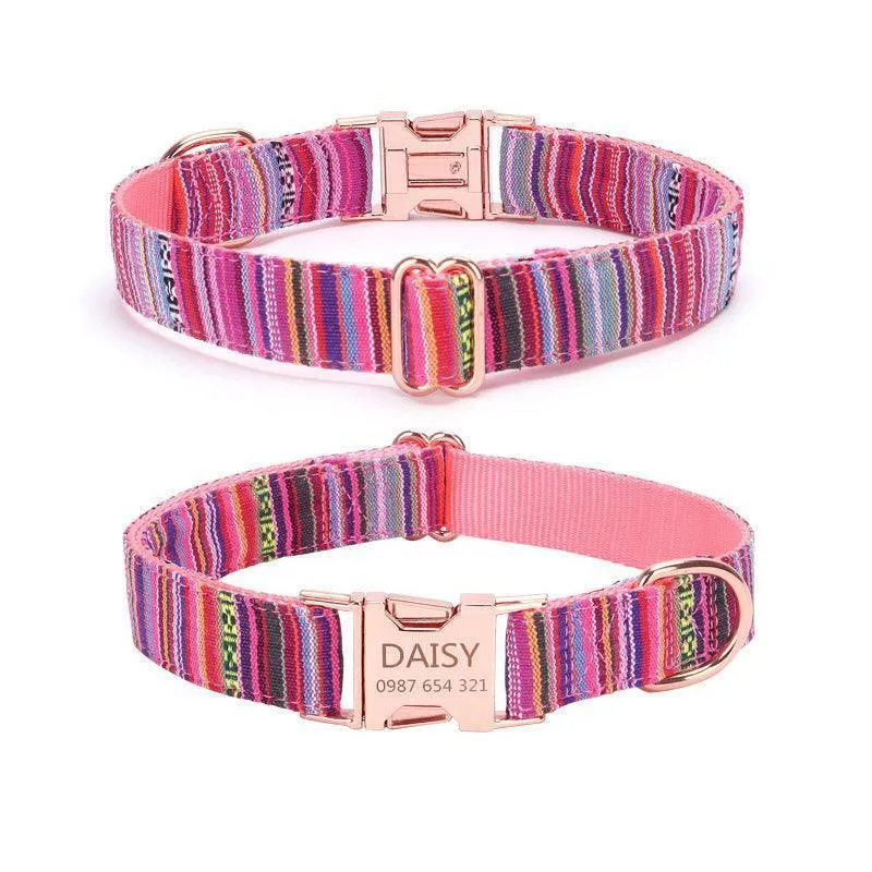 Stripe Modern Adjustable Personalize Dog Collar