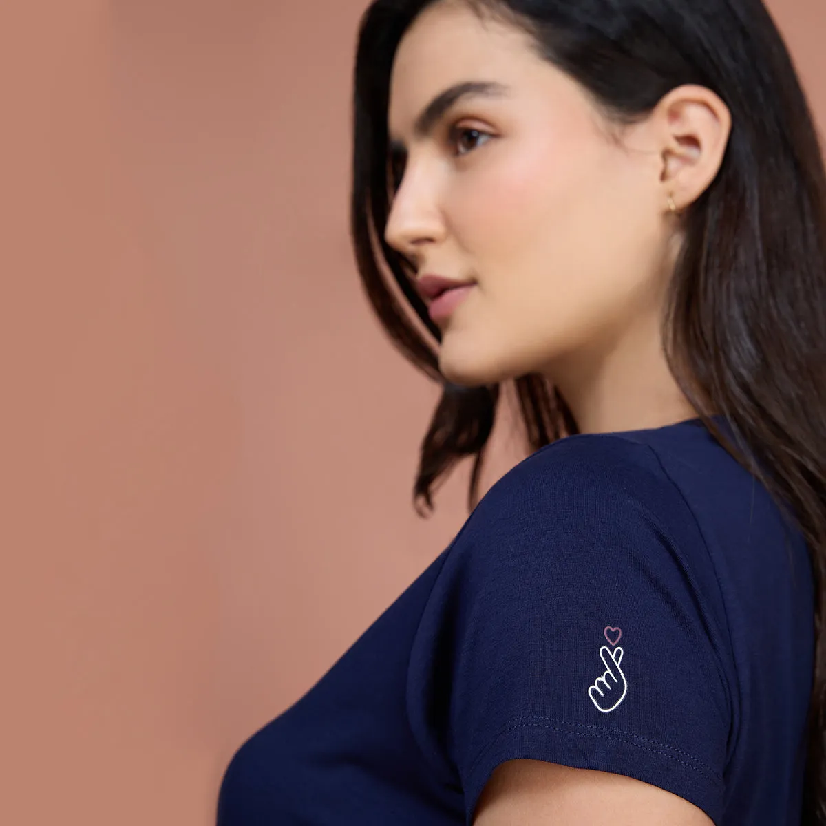 Super Comfy Cotton Stretch Classic Solid T-Shirt-NYLE216-Peacoat Navy