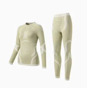 Surpine Women Light Green Merino Wool Base Layer Sets