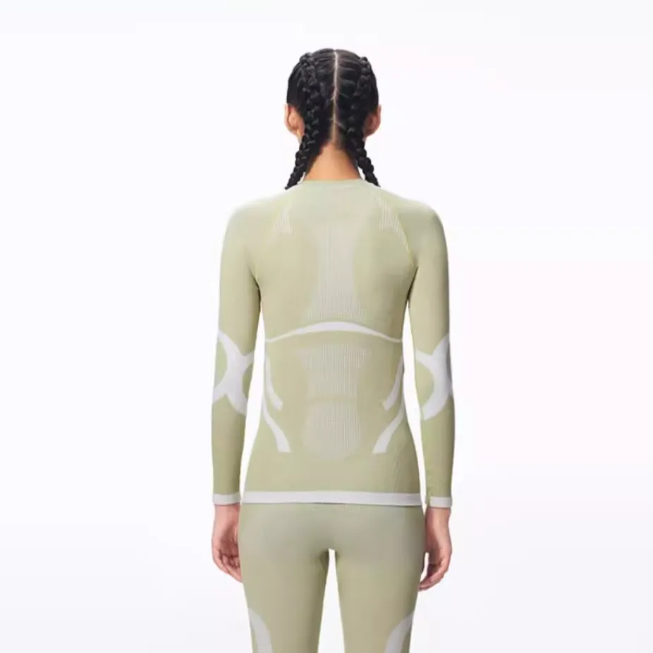 Surpine Women Light Green Merino Wool Base Layer Sets