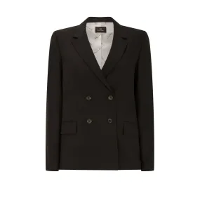 Tailored Double Breasted Black Wool Jacket