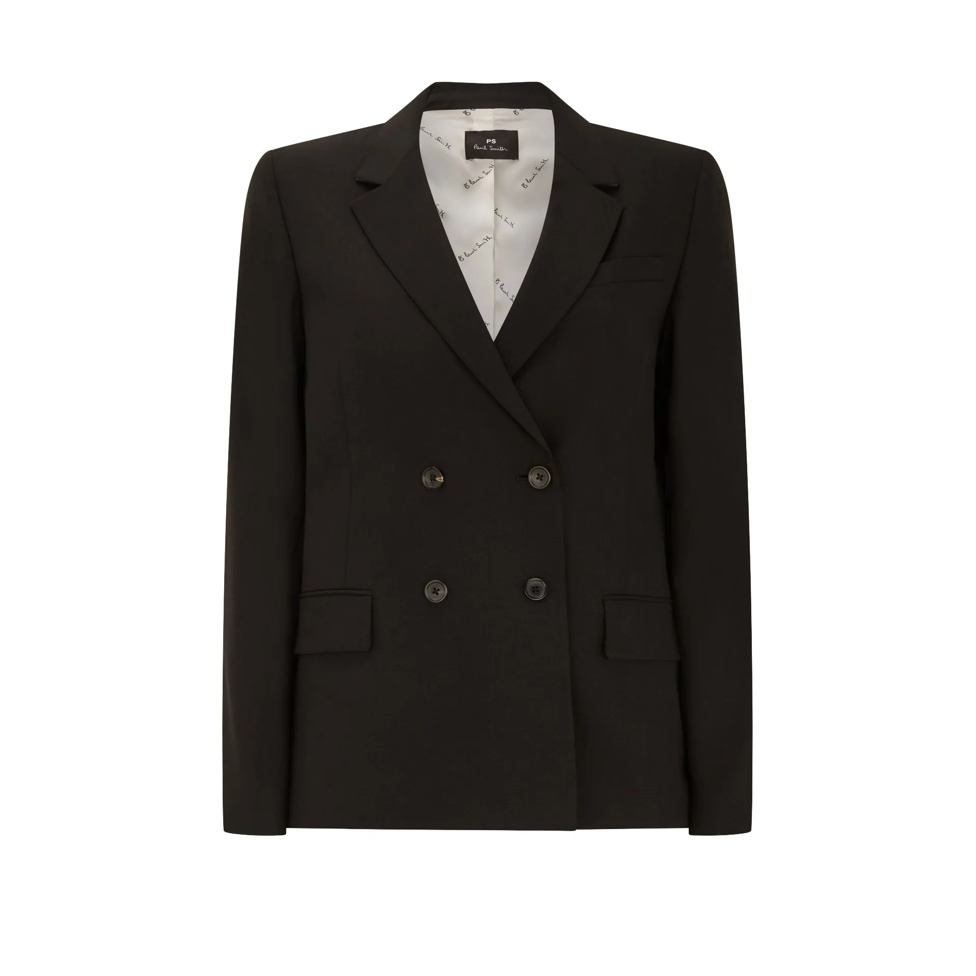 Tailored Double Breasted Black Wool Jacket