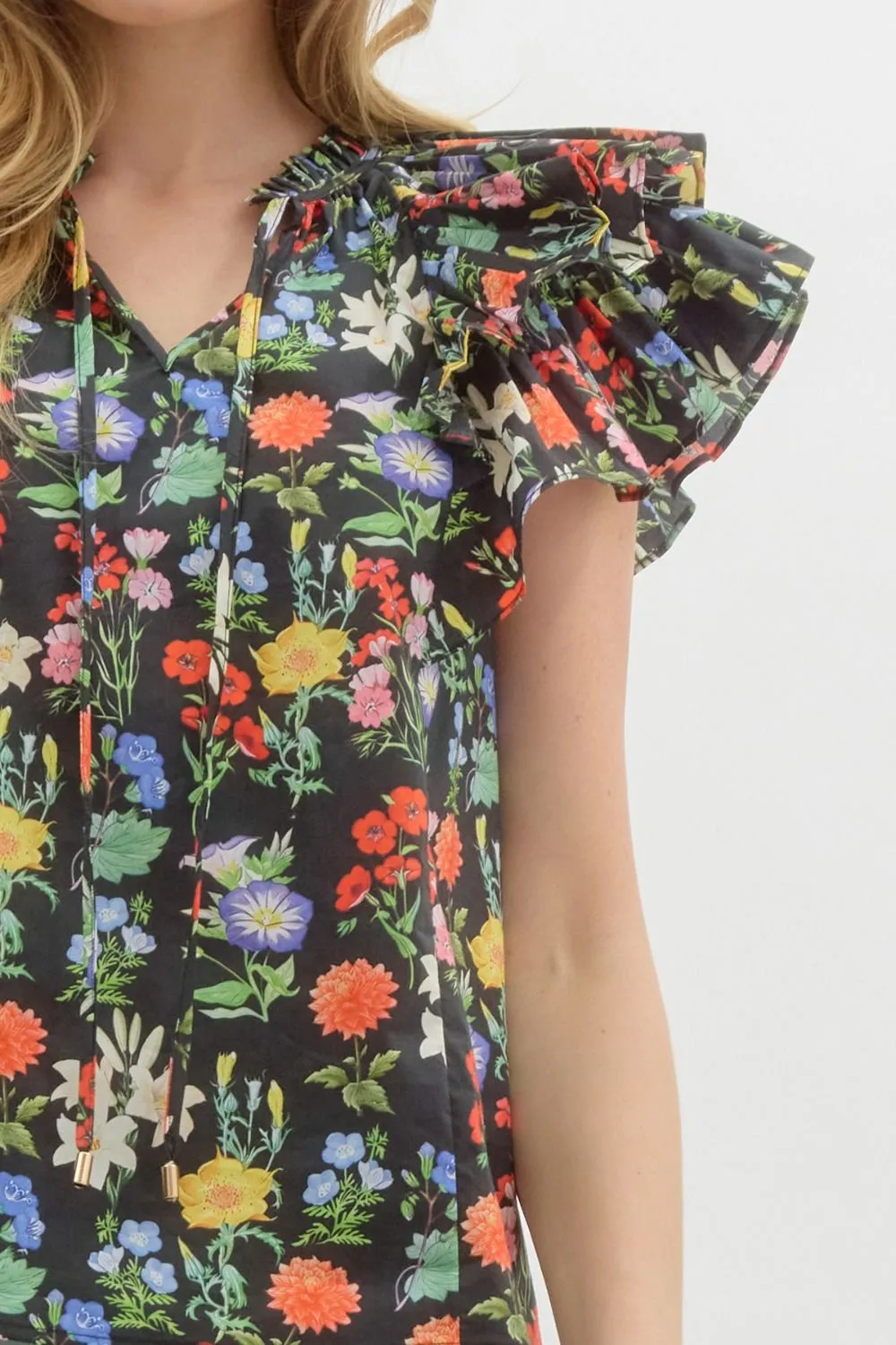 The Rio Black Floral Top