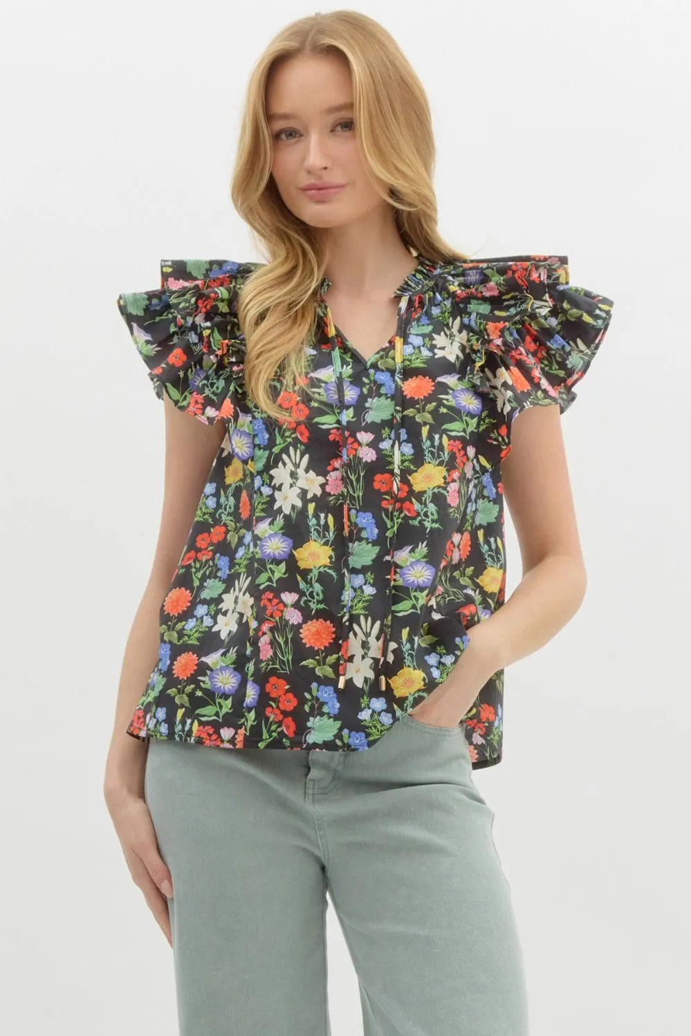 The Rio Black Floral Top