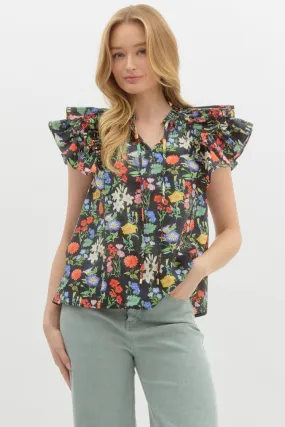 The Rio Black Floral Top