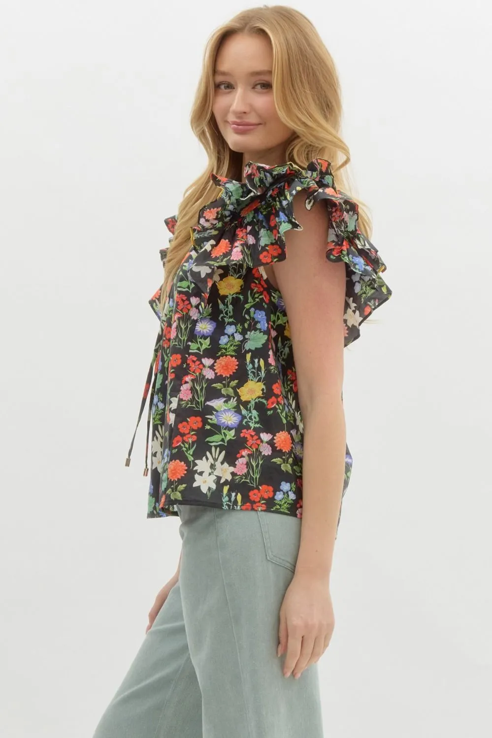 The Rio Black Floral Top