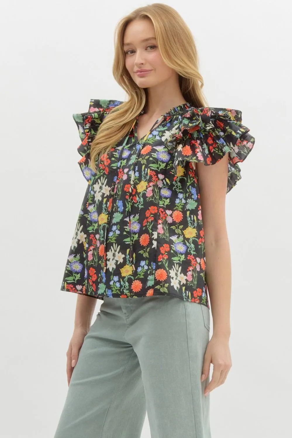 The Rio Black Floral Top