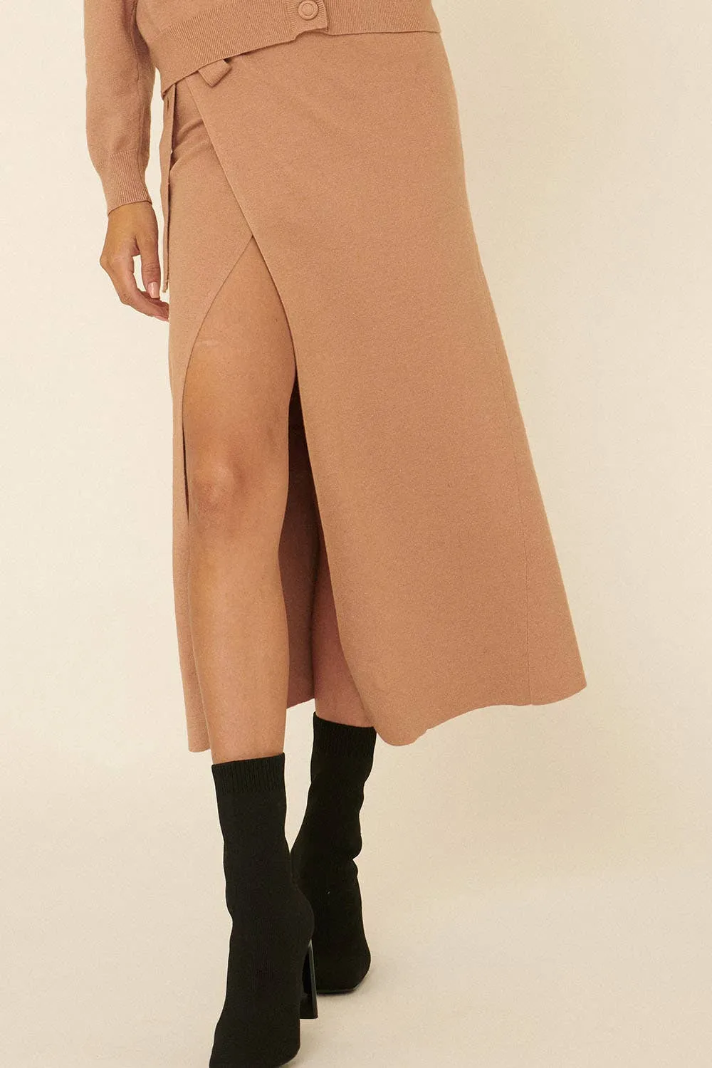 Tie Wrap Midi Skirt