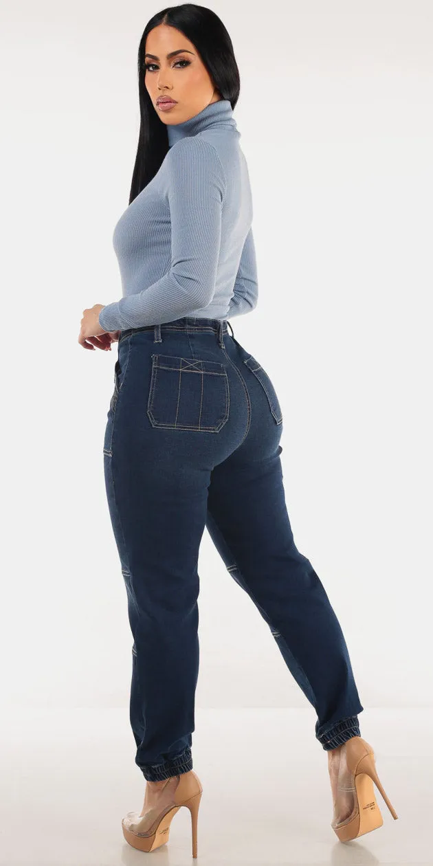 Turtleneck Denim Joggers Set