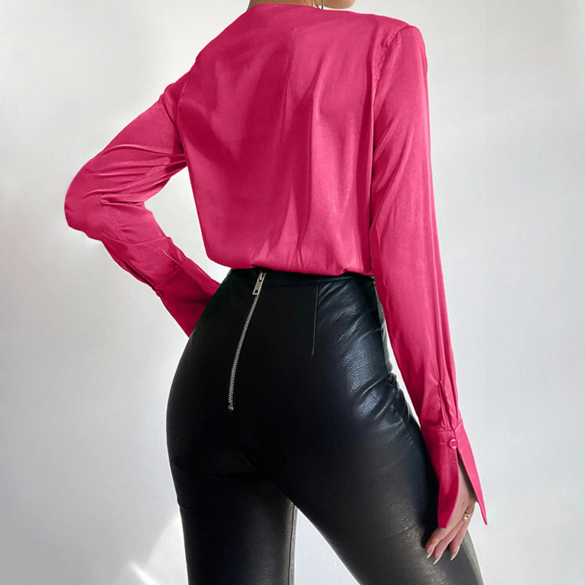 V-Neck Pleated Bodysuit
