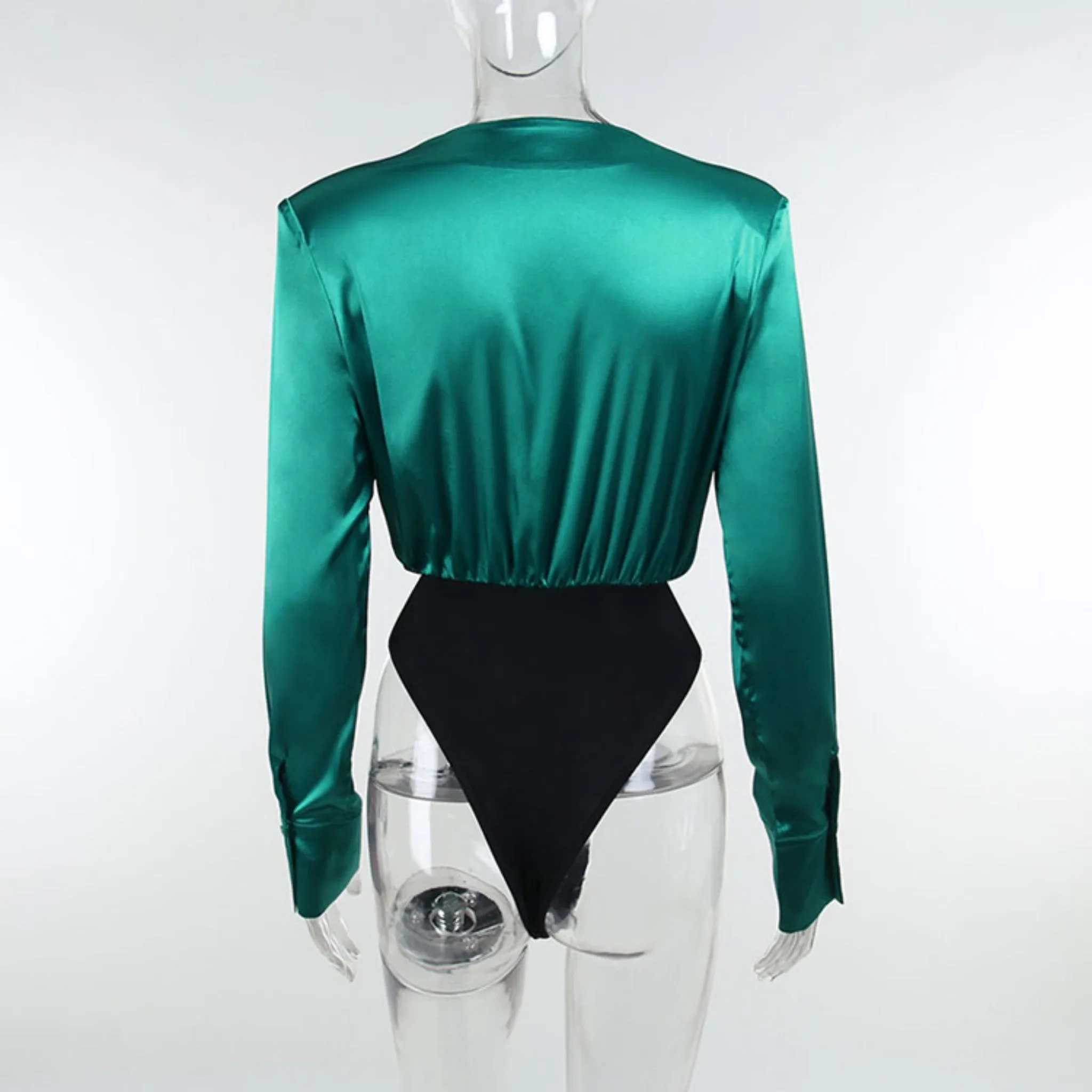 V-Neck Pleated Bodysuit