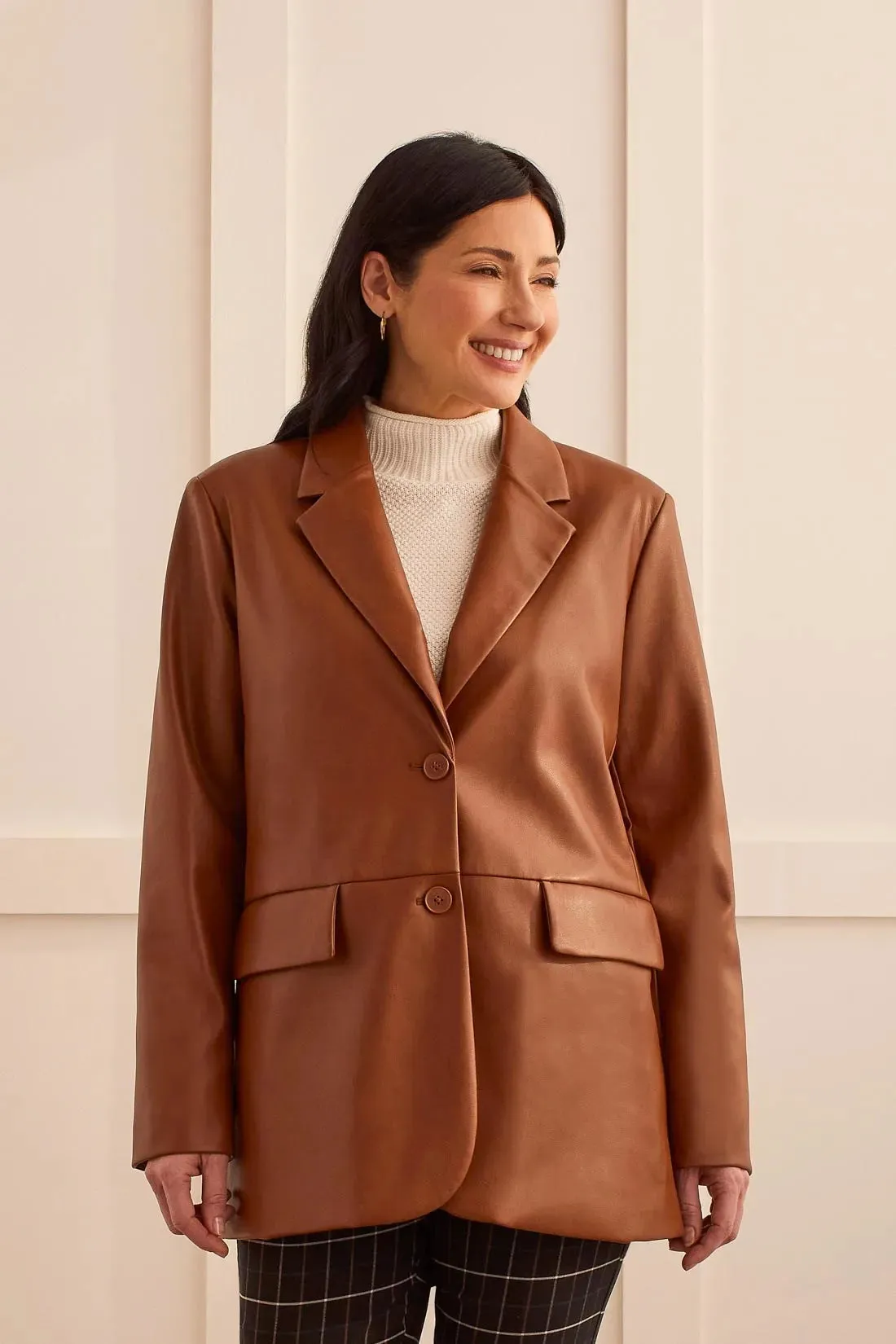 VEGAN LEATHER BLAZER