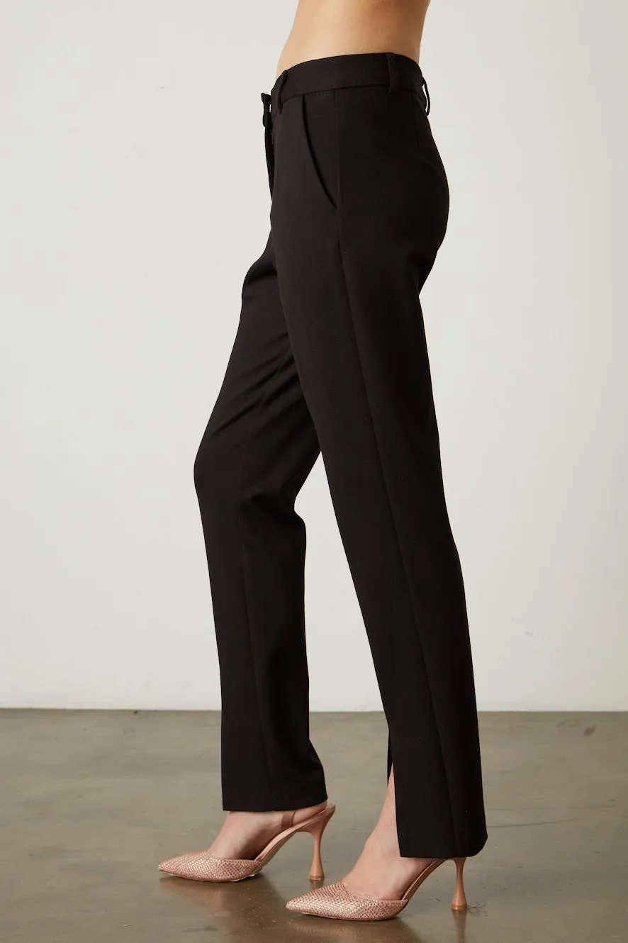 Velvet Kyndall Slit Hem Ponti Pant - Black