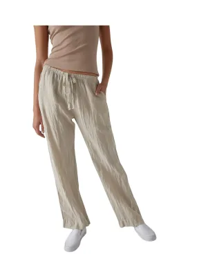 Velvet Pico Woven Linen Pant - Cafe