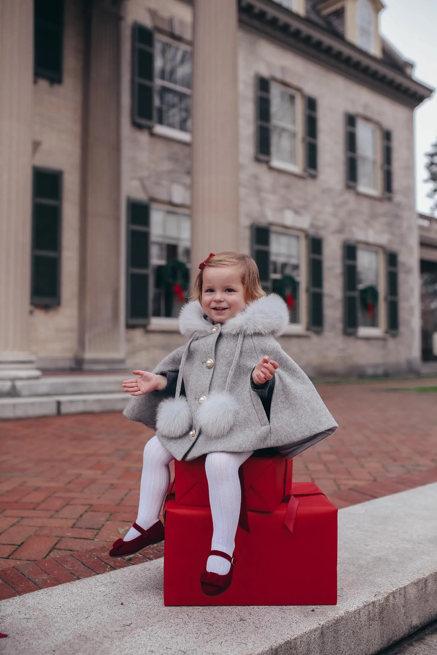 Victoria for MI LOVES Collaboration!!Beautiful DOVE Cape with Luxurious Fox fur Collar and pom-poms.