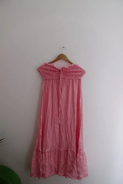 Vintage pink medium sexy off shoulder tube top dress