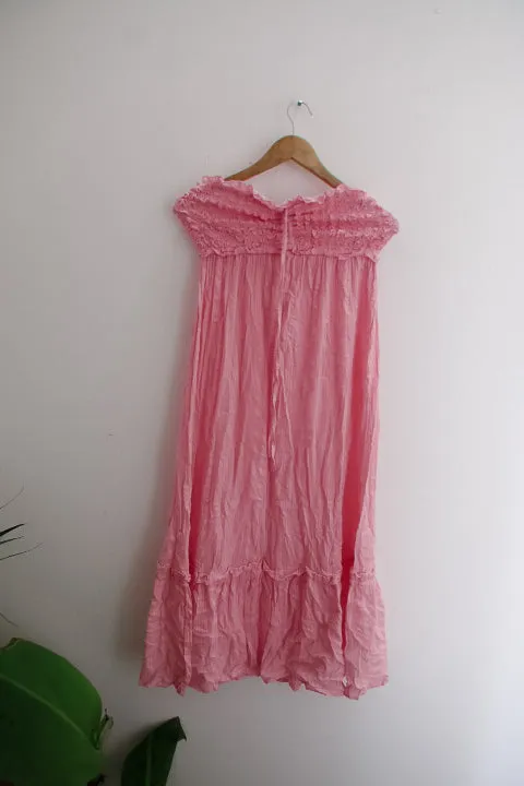 Vintage pink medium sexy off shoulder tube top dress