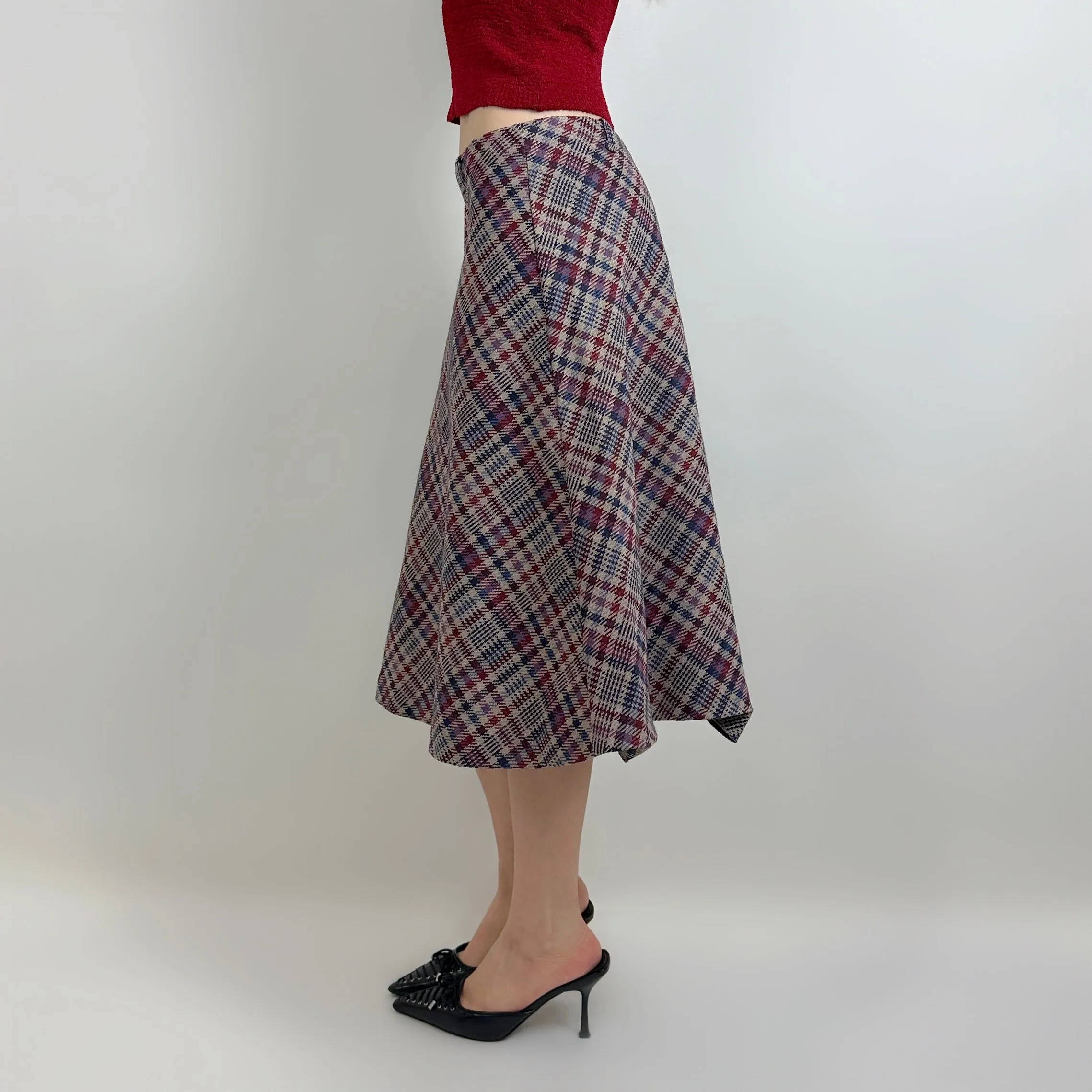 Vintage Plaid Midi Skirt (S)