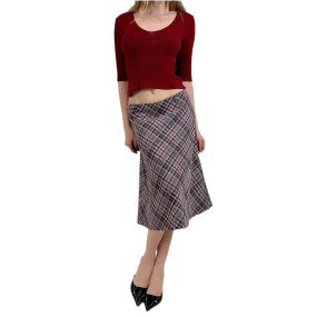 Vintage Plaid Midi Skirt (S)
