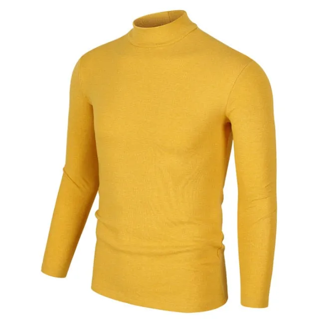 Voguable Half Turtleneck Men T-Shirt Casual Long Sleeve T Shirt Men Plus Size 6XL 5XL 4XL 3XL Fashion Fitness Tight Tee Shirt Men