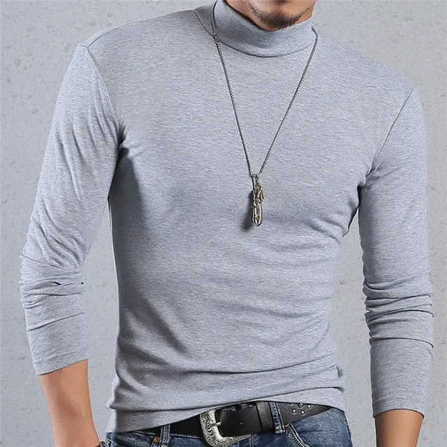 Voguable Half Turtleneck Men T-Shirt Casual Long Sleeve T Shirt Men Plus Size 6XL 5XL 4XL 3XL Fashion Fitness Tight Tee Shirt Men