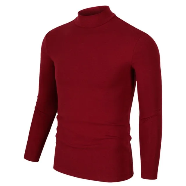 Voguable Half Turtleneck Men T-Shirt Casual Long Sleeve T Shirt Men Plus Size 6XL 5XL 4XL 3XL Fashion Fitness Tight Tee Shirt Men