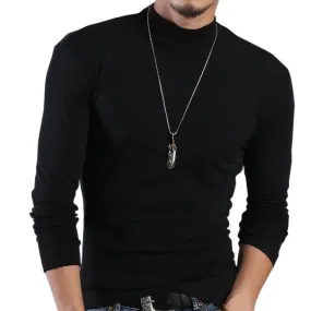Voguable Half Turtleneck Men T-Shirt Casual Long Sleeve T Shirt Men Plus Size 6XL 5XL 4XL 3XL Fashion Fitness Tight Tee Shirt Men