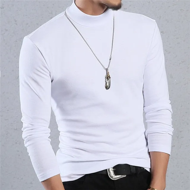 Voguable Half Turtleneck Men T-Shirt Casual Long Sleeve T Shirt Men Plus Size 6XL 5XL 4XL 3XL Fashion Fitness Tight Tee Shirt Men