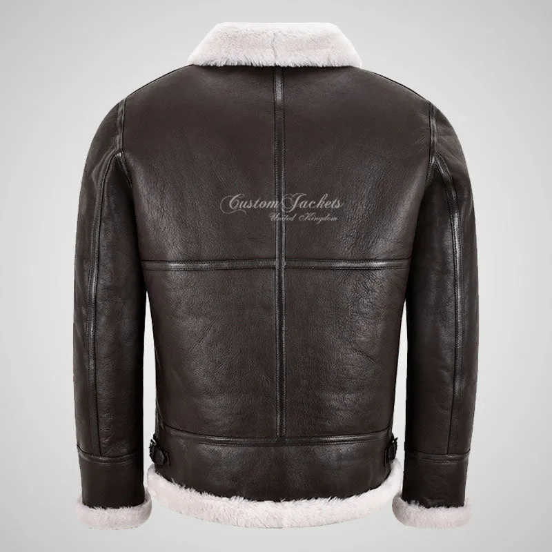 VOSTOK Brown Men's B3 Sheepskin Flying Jacket White Fur Shearling Jacket